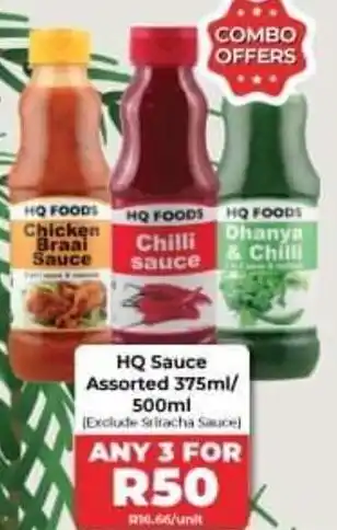 1UP HQ Sauce Assorted 3x375ml/500ml offer