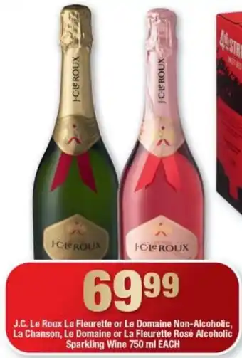 OK Liquor J.C. Le Roux La Fleurette or Le Domaine Non-Alcoholic, La Chanson, Le Domaine or La Fleurette Rosé Alcoholic Sparkling Wine offer