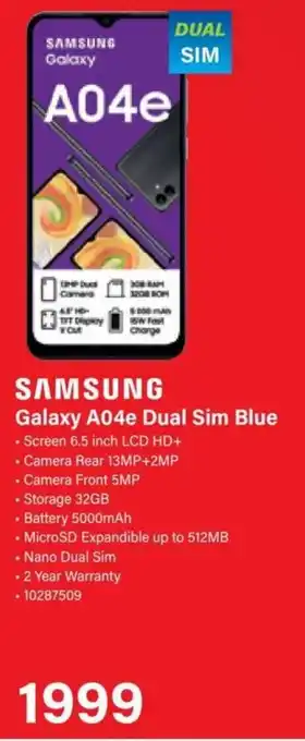 Incredible Connection Samsung Galaxy A04e Dual Sim Blue offer