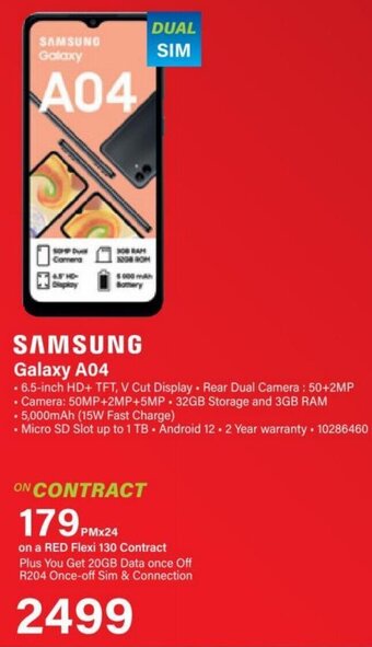 Incredible Connection Samsung Galaxy A04 offer