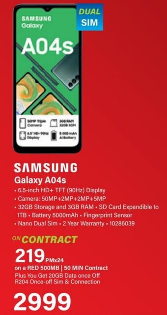 Incredible Connection Samsung Galaxy A04S offer