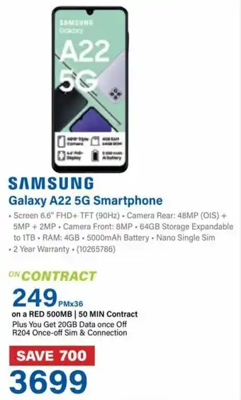 Incredible Connection Samsung Galaxy A22 5G Smartphone offer