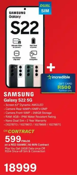 Incredible Connection Samsung Galaxy S22 5G offer