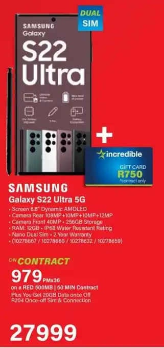 Incredible Connection Samsung Galaxy S22 Ultra 5G offer