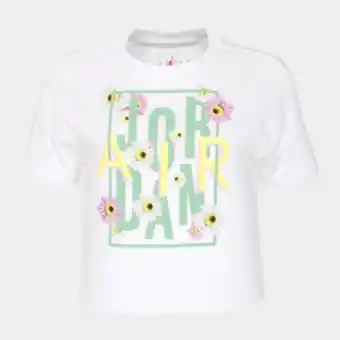 Sportscene Jordan girls youth flower child white t-shirt offer