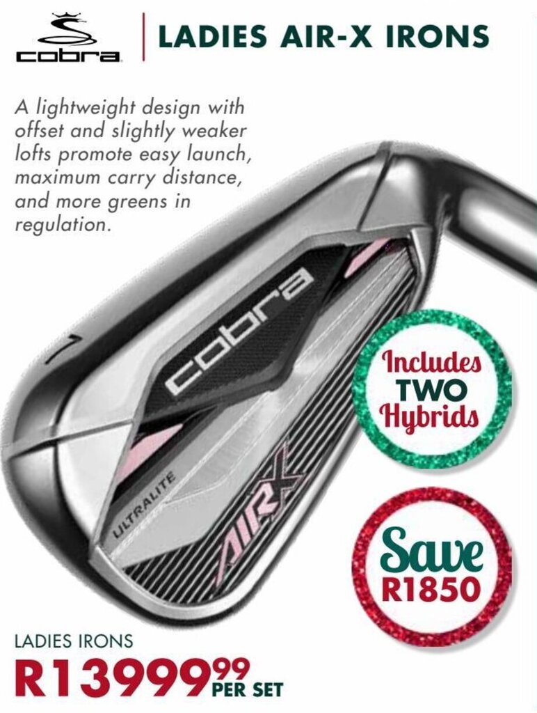 Cobra Ladies AirX Irons Ladies Irons offer at The Golfers Club