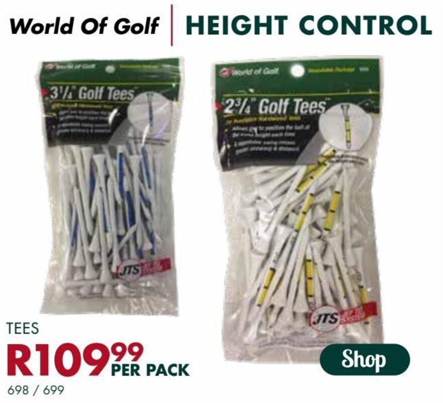 World Of Golf Height Control Tees offer at The Golfers Club