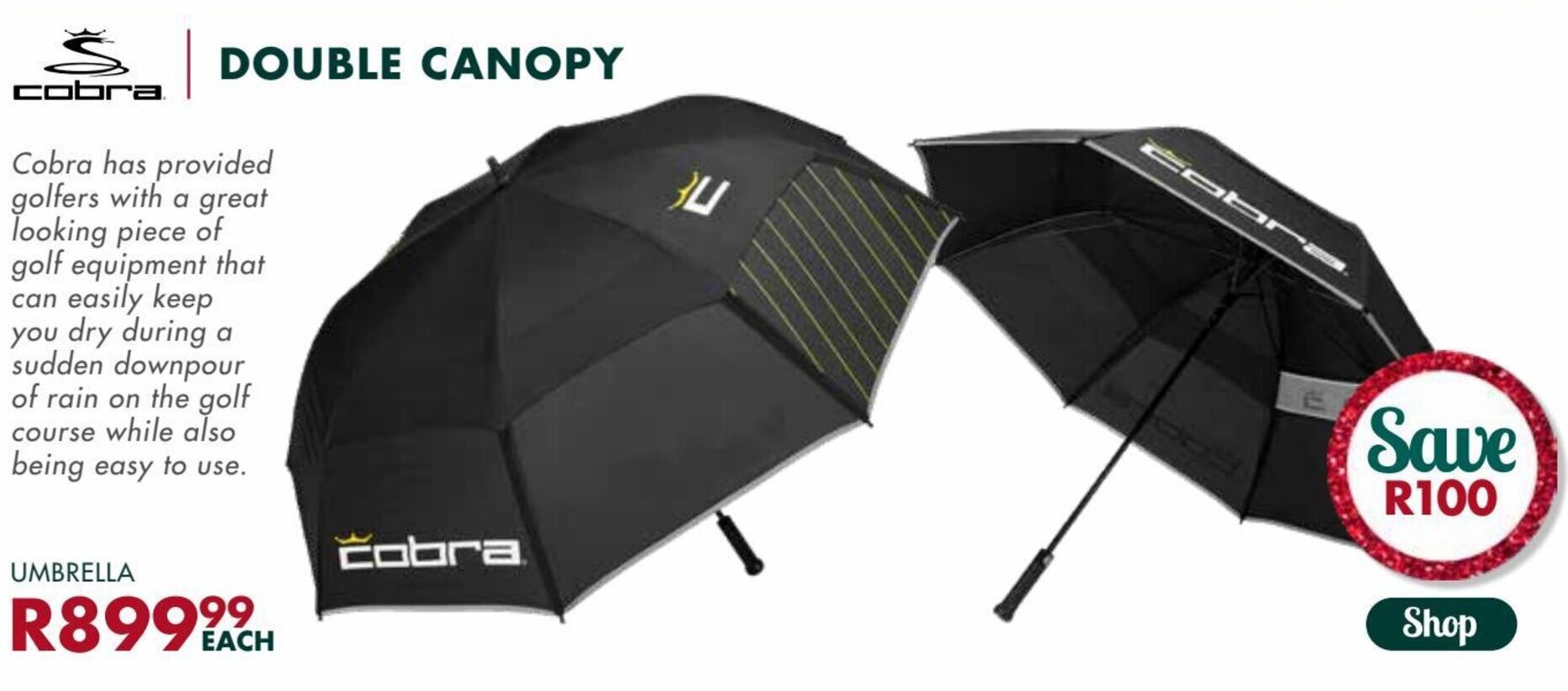 Cobra Double Canopy Umbrella offer at The Golfers Club