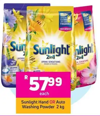 Game Sunlight Hand or Auto Washing Powder 2kg offer