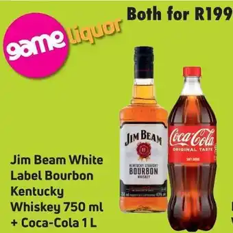 Game Jim Beam White Label Bourbon Kentucky Whiskey 750ml + Coca-Cola 1L offer