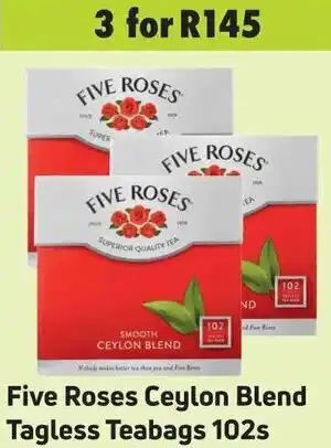 Game Five Roses Ceylon Blend Tagless Teabags 3x102s offer