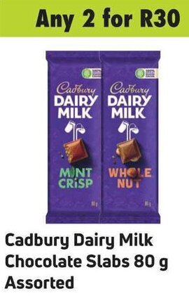 Game Cadbury Dairy Milk Chocolate Slabs 80g Assorted offer