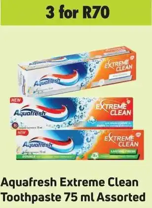 Game Aquafresh Extreme Clean Toothpaste 3x75ml Assorted offer