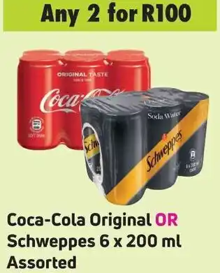 Game Coca-Cola Original or Schweppes 2 x 6 x 200ml Assorted offer
