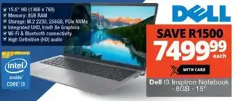 Checkers Dell i3 Inspiron Notebook 8GB 15" offer