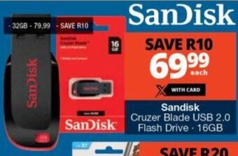 Checkers Sandisk Cruzer Blade USB 2,0 Flash Drive 16GB offer