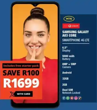 Checkers Samsung Galaxy A03 Core Smartphone 4G LTE 6,5" offer
