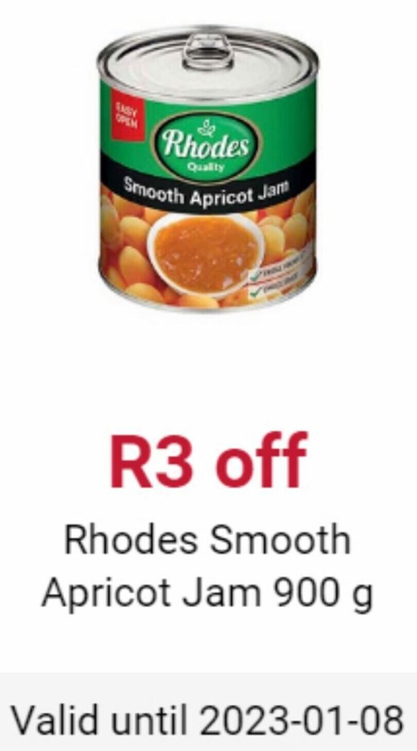 Rhodes Smooth Apricot Jam 900g offer at Spar Savemor