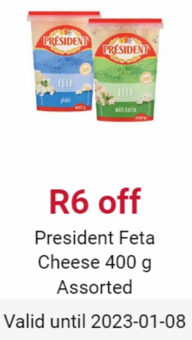 President Feta Cheese 400g Assorted offer at Spar Savemor