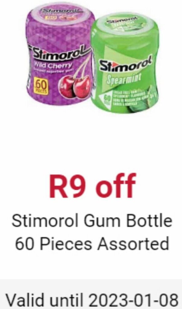 Stimorol Gum Bottle 60 Pieces Assorted offer at Spar Savemor