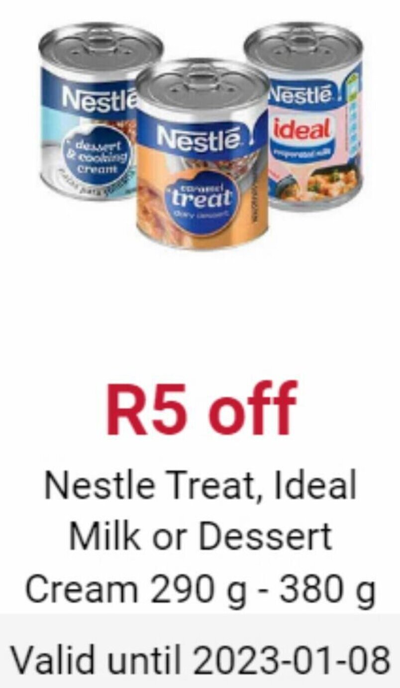 Nestle Treat, Ideal Milk or Dessert Cream 290g380g offer at Spar Savemor