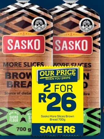 Pick n Pay Sasko More Slices Brown Bread 700g offer