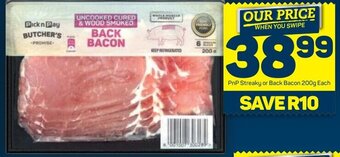 Pick n Pay PnP Streaky or Back Bacon 200g offer