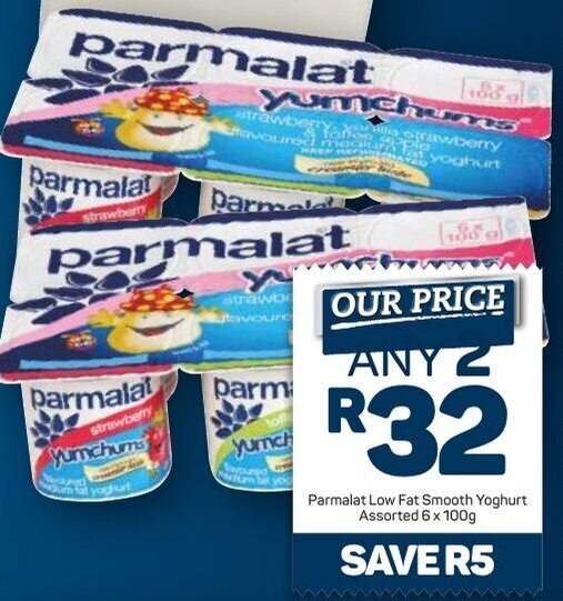 Parmalat Low Fat Smooth Yoghurt Assorted 6 x 100g offer at Pick n Pay