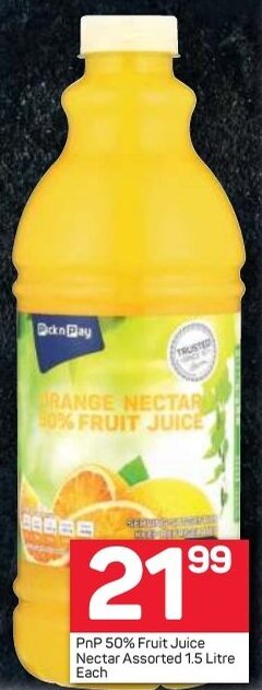 Pick n Pay PnP 50% Fruit Juice Nectar Assorted 1,5L offer