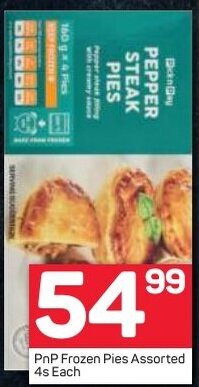 Pick n Pay PnP Frozen Pies Assorted 4s offer