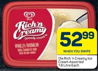 Pick n Pay Ola Rich 'n Creamy Ice Cream Assorted 1,8L offer