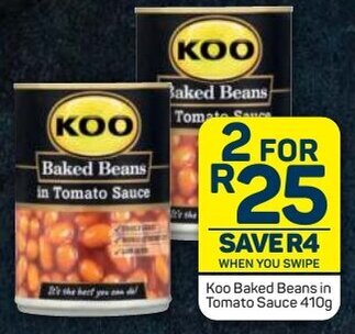 Pick n Pay Koo Baked Beans in Tomato Sauce 410g offer