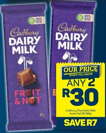 Pick n Pay Cadbury Chocolate Slab Assorted 80/88g offer