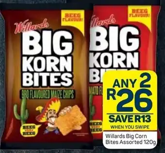 Pick n Pay Willards Big Corn Bites Assorted 120g offer