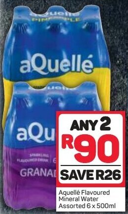 Pick n Pay Aquellé Flavoured Mineral Water Assorted 6 x 500ml offer