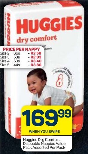 Pick n Pay Huggies Dry Comfort Disposable Nappies Value Pack Assorted offer