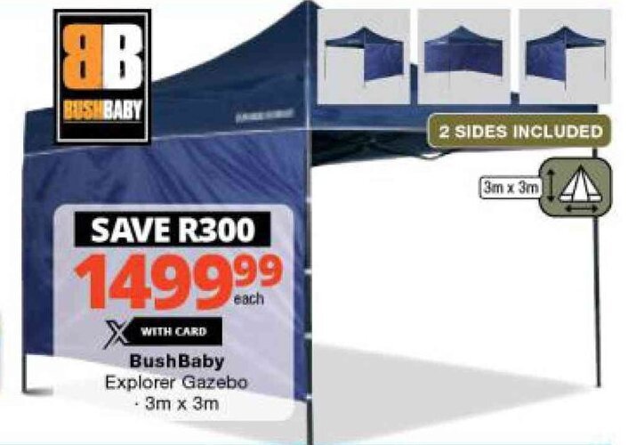 Bushbaby Explorer Gazebo 3m x 3m offer at Checkers