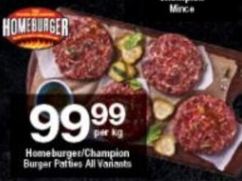 Checkers Homeburger / Champion Burger Parties All Variants offer