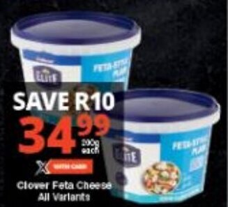Checkers Clover Feta Cheese All Variants 200g offer