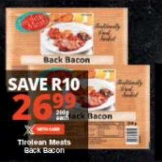 Checkers Tirolean Meats Back Bacon 200g offer