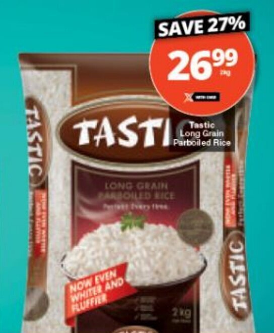Tastic Long Grain Parboiled Rice 2kg offer at Checkers