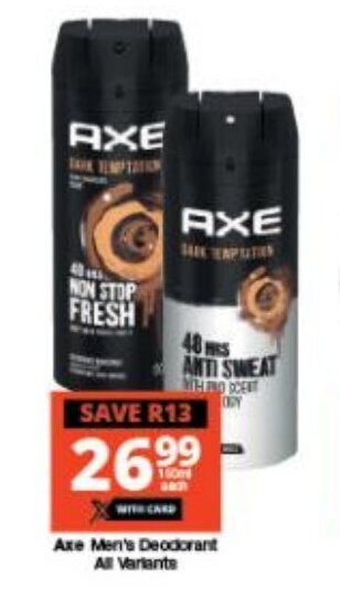 Checkers Axe Men's Deodorant all variants offer