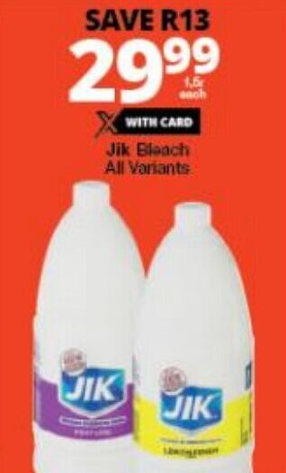 Checkers JIK Bleach all variants 1.5L offer