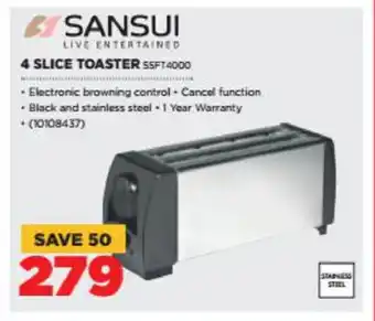HiFi Corp Sansui - 4 Slice Toaster - SSFT-4000 offer
