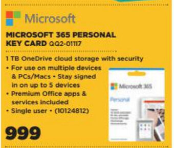 HiFi Corp Microsoft - 365 Personal Key Card - QQ2-01117 offer