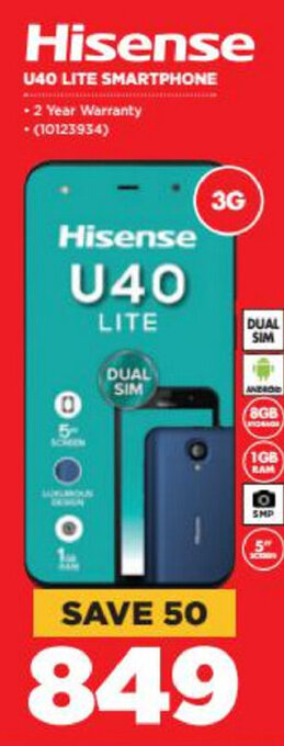 HiFi Corp Hisense - U40 Lite Smartphone offer