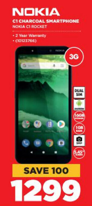 Nokia - C1 Charcoal Smartphone - NOKIA C1 ROCKET