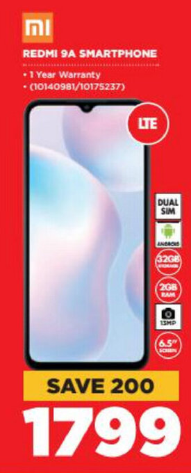 HiFi Corp MI - REDMI 9A Smartphone offer