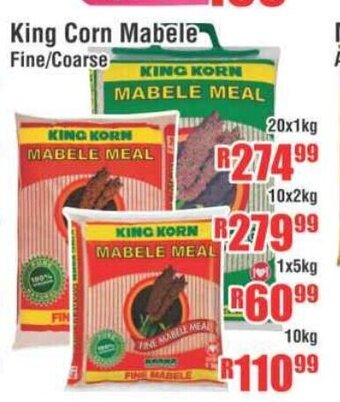 Devland Cash And Carry King Corn Mabele Fine/Coarse 20x1kg offer
