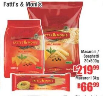 Devland Cash And Carry Fatti's & Moni's Macaroni / Spaghetti 20x500g offer